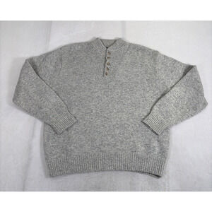 VTG Gander Mountain Men’s XL Wool Blend Henley Sweater Heather Grey Made In USA